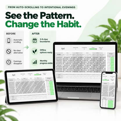 From automatic scrolling to intentional evenings using a digital boundary habit tracker